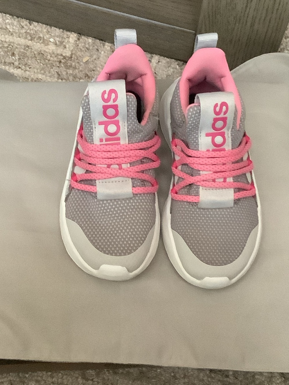 adidas Kids Gray and Pink Lace-Up Sneakers